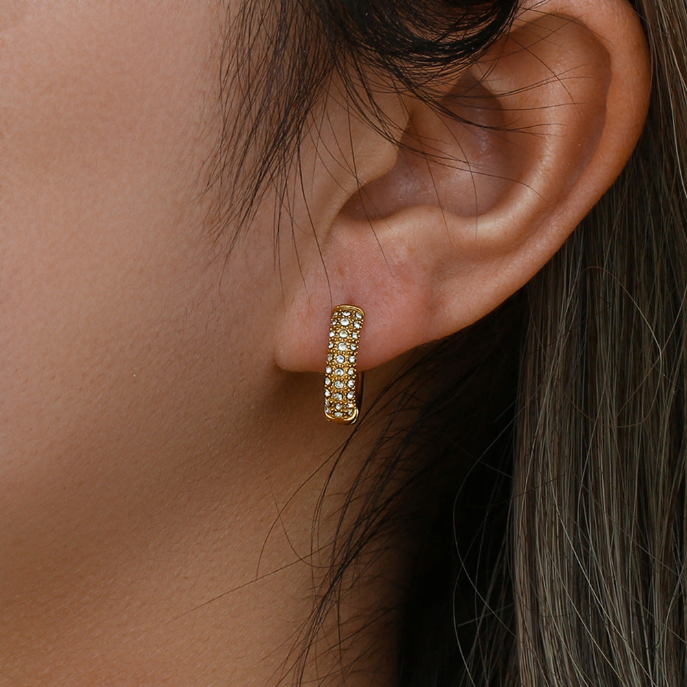 Diamond Lady Stainless Steel Hoop Earrings Plating Zircon Stainless Steel Earrings