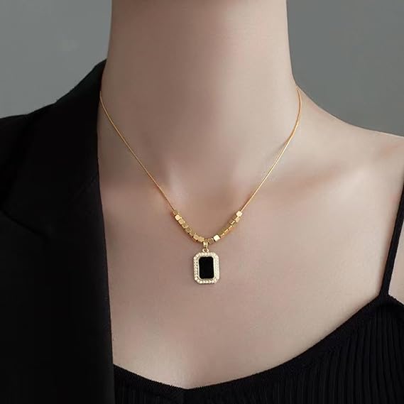 Style Square Stainless Steel Titanium Steel Plating Pendant Necklace
