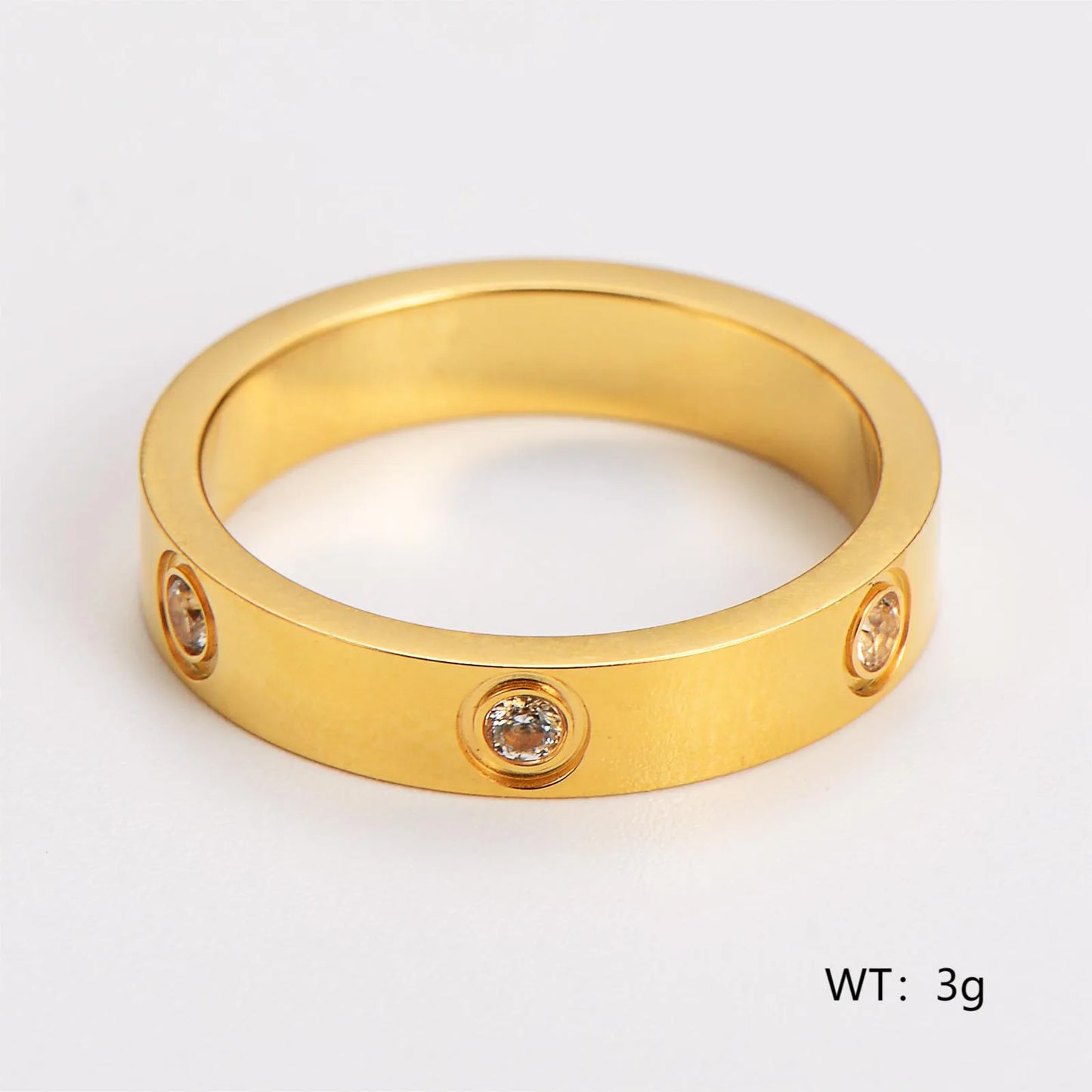 Shiny Round 304 Stainless Steel 18K Gold Plated Ring