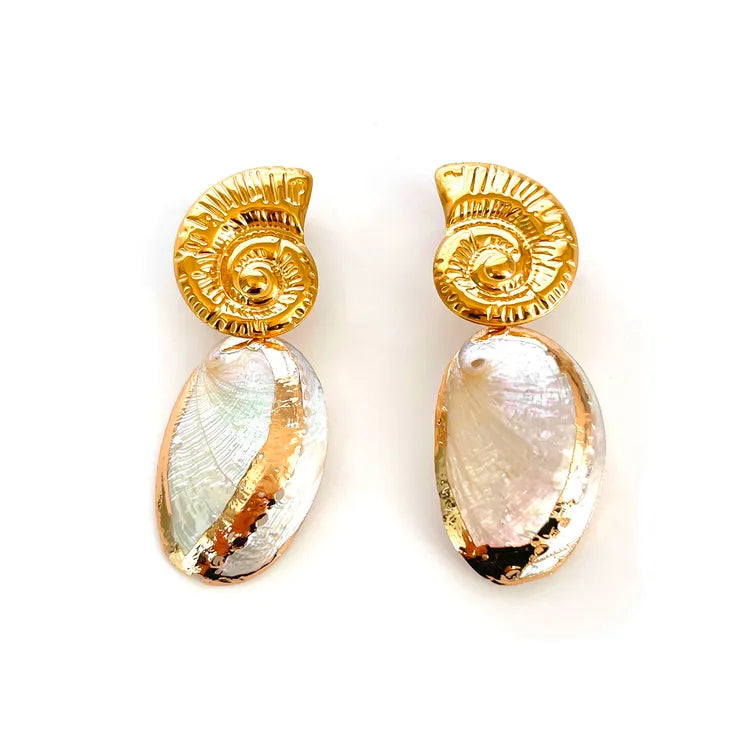 Natural Conch Shell 18K Gold Plated 304 Stainless Steel Earring
