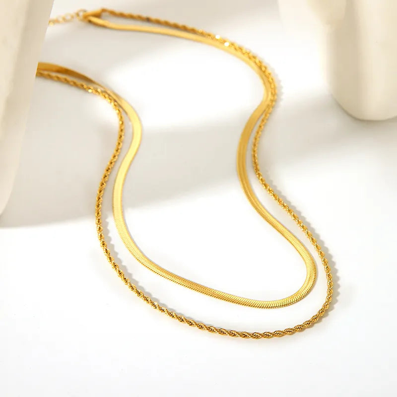 Rope Snake 18K Gold Plated 304 Stainless Steel Layered Necklace