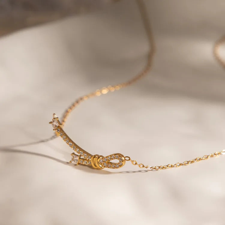 Waterproof Knotted 18K Gold Plated 304 Stainless Steel Necklace