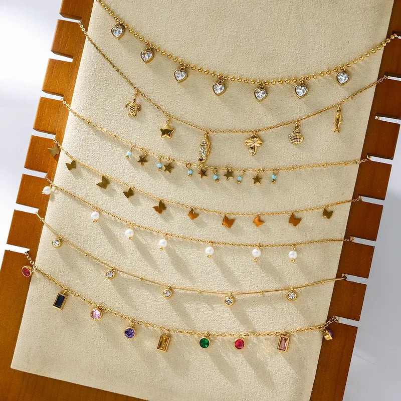 Bright Resilience Charms 18K Gold Plated 304 Stainless Steel Necklace