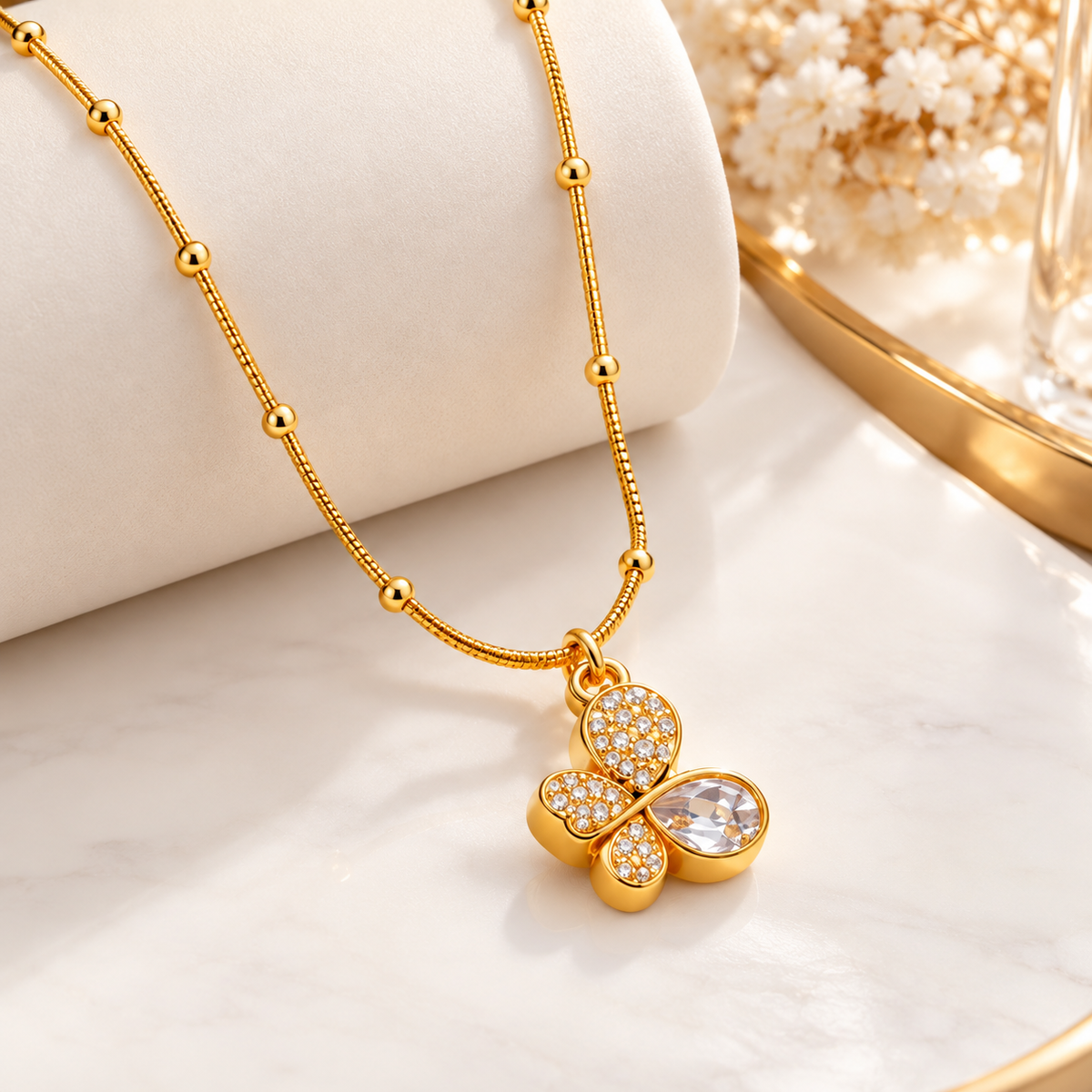 No Basic Butterfly 18K Gold Plated 304 Stainless Steel Necklace