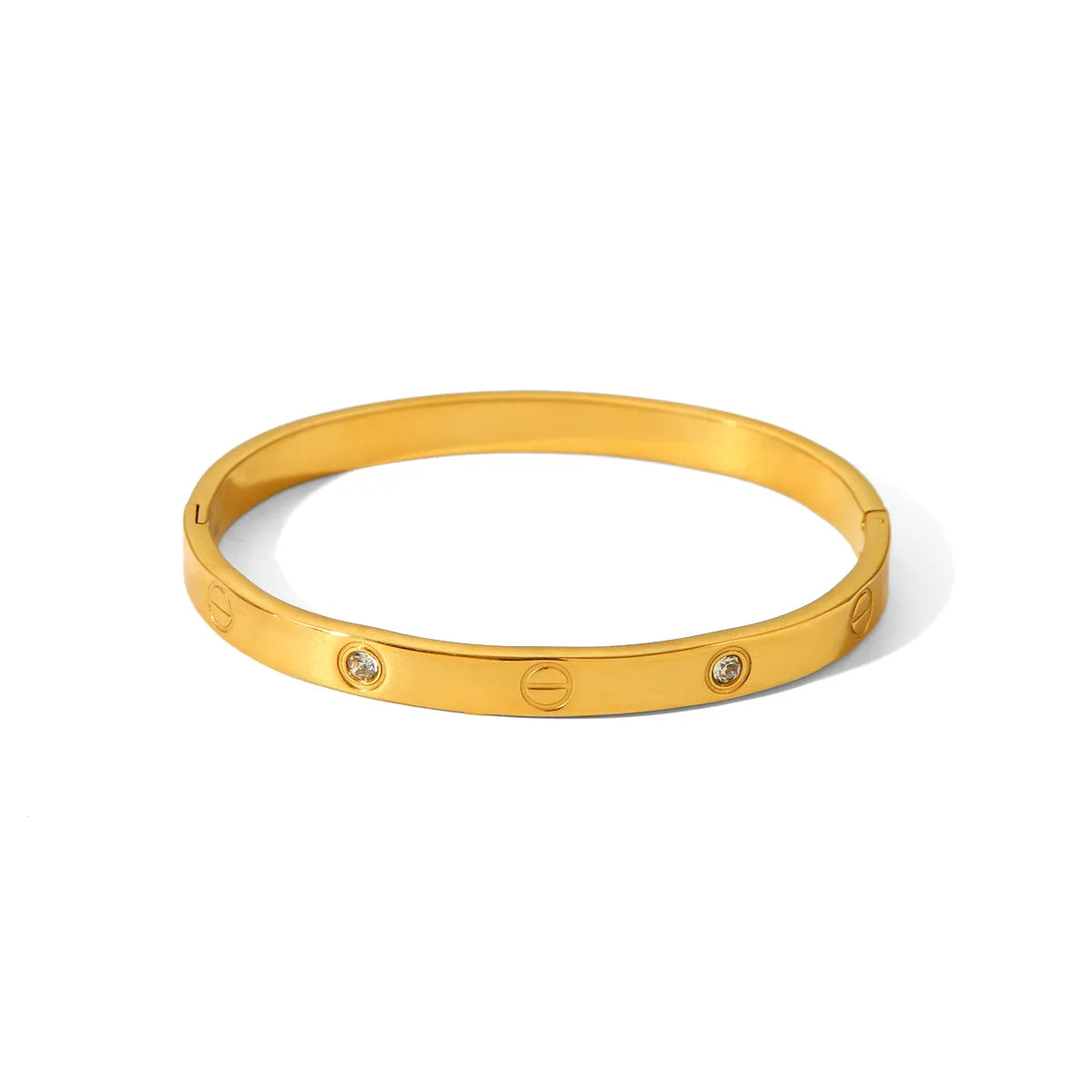 French Style Geometric 304 Stainless Steel Titanium Steel Zircon 18K Gold Plated Rings Bracelet