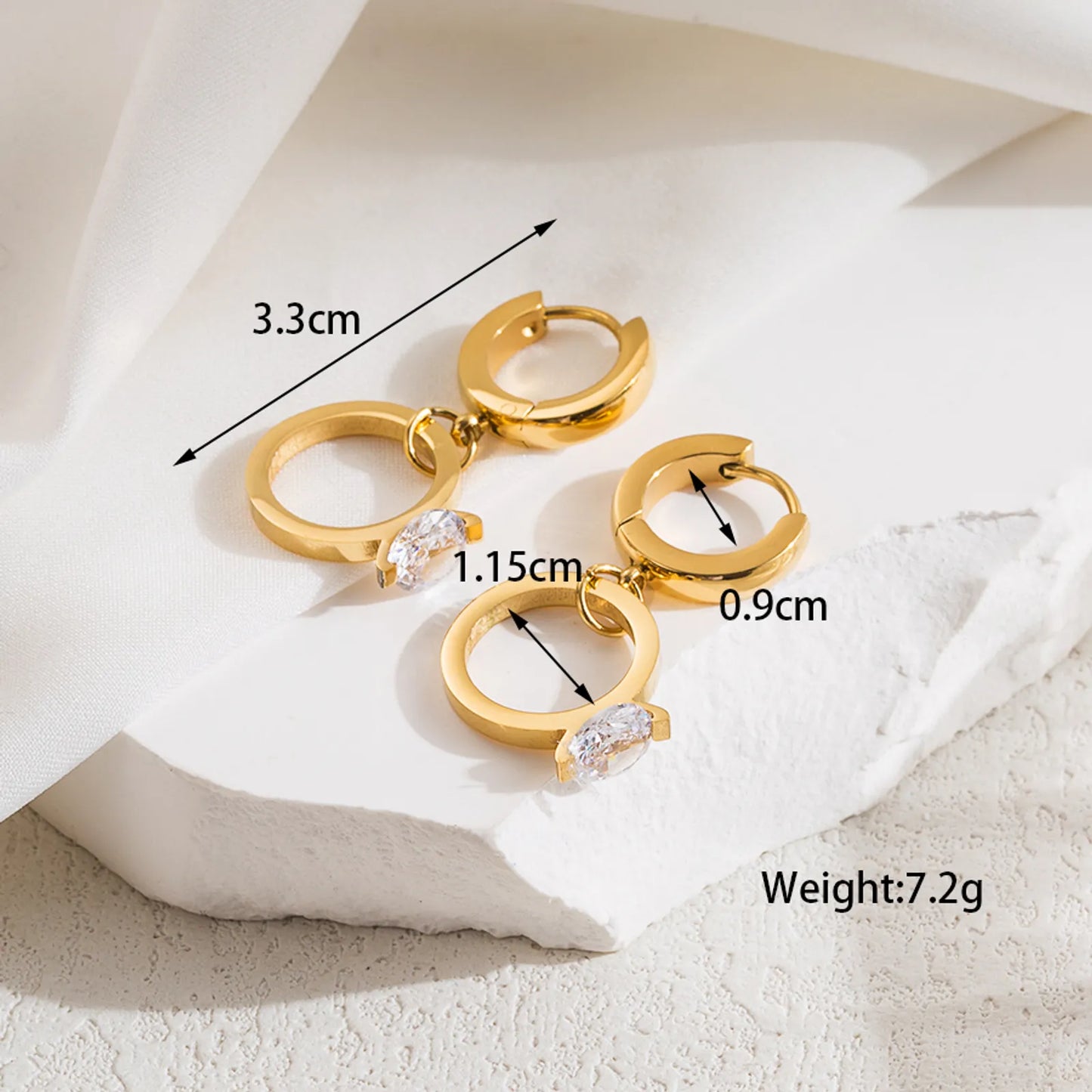 Zircon 18K Gold Plated and Stainless Steel  Ear Studs