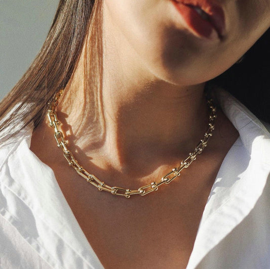18K Gold-plated Stainless Steel U-shaped Chain Necklace