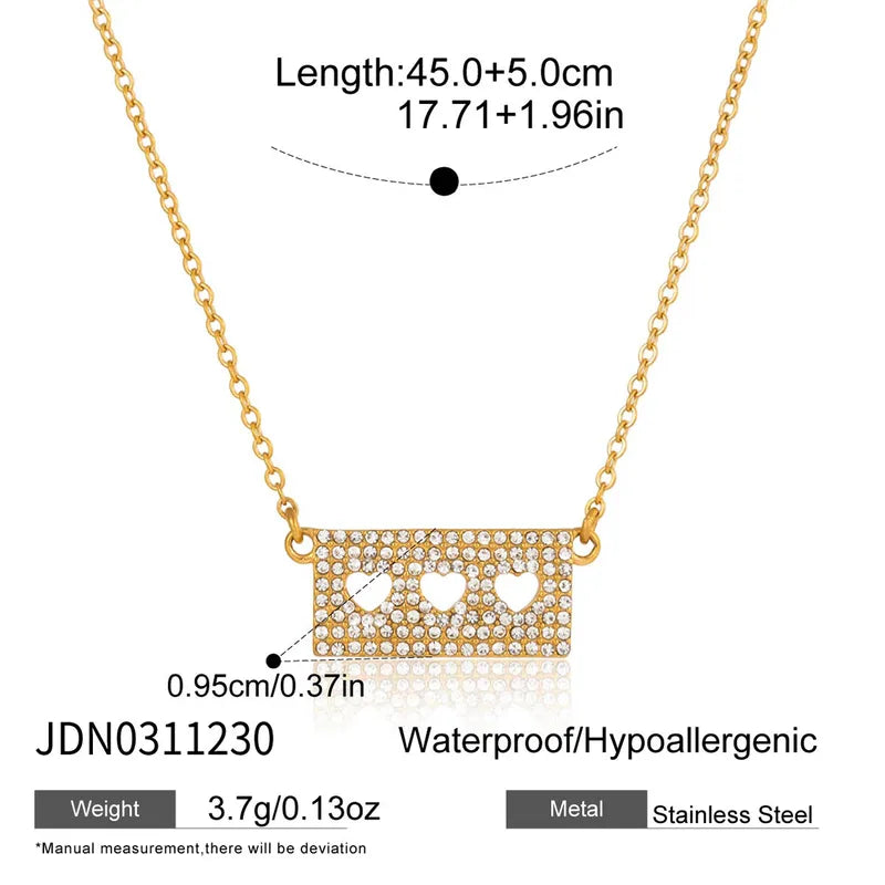 Hearty Heart Zirconia 18K Gold Plated 304 Stainless Steel Necklace