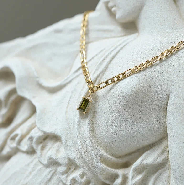Olive Green Elegant 18K Gold Letter 304 Stainless Steel Necklace