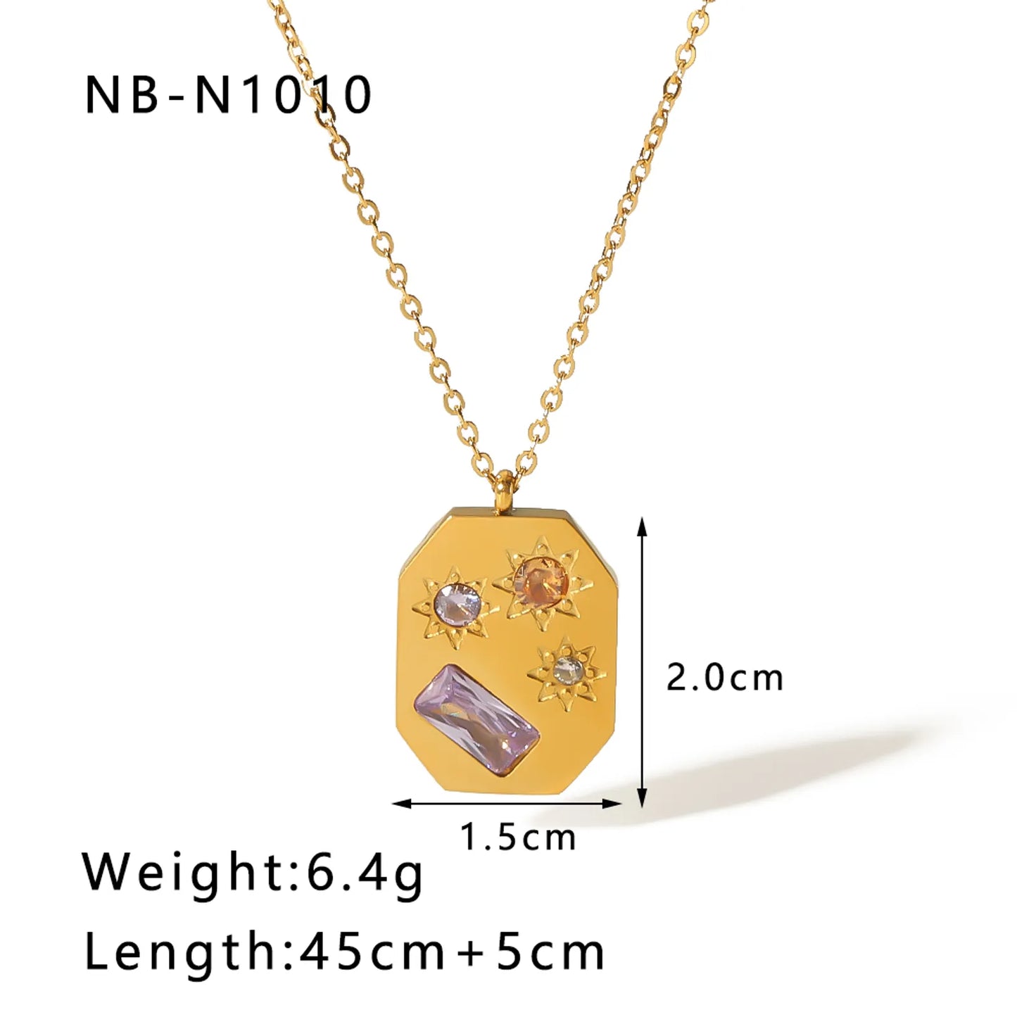 Sunny Days Stainless Steel 18K Gold Plated Zircon Pendant Necklace