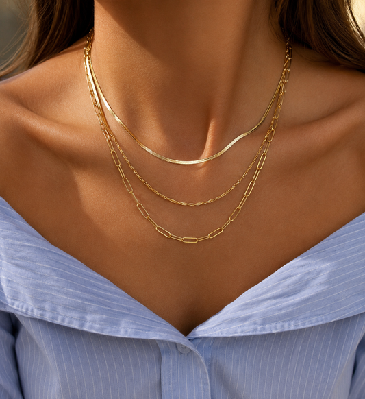 Three Layered Special 18K Gold Plated 304 Stainless Steel Necklace