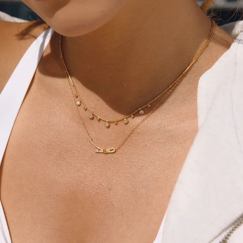 Waterproof Knotted 18K Gold Plated 304 Stainless Steel Necklace