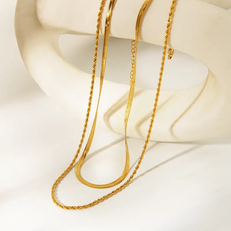 Rope Snake 18K Gold Plated 304 Stainless Steel Layered Necklace