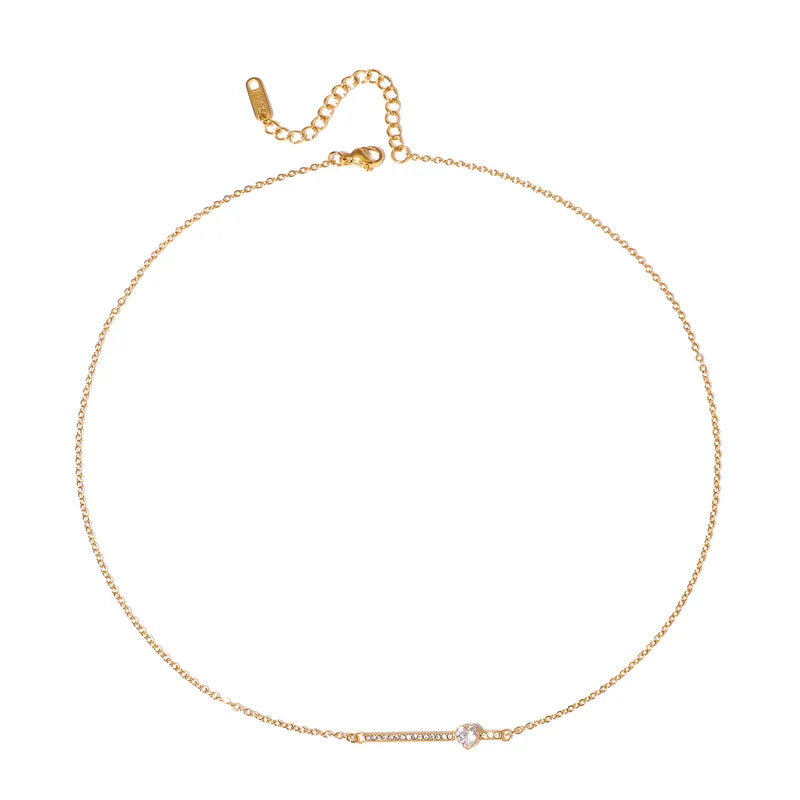Hearty Heart Zirconia 18K Gold Plated 304 Stainless Steel Necklace