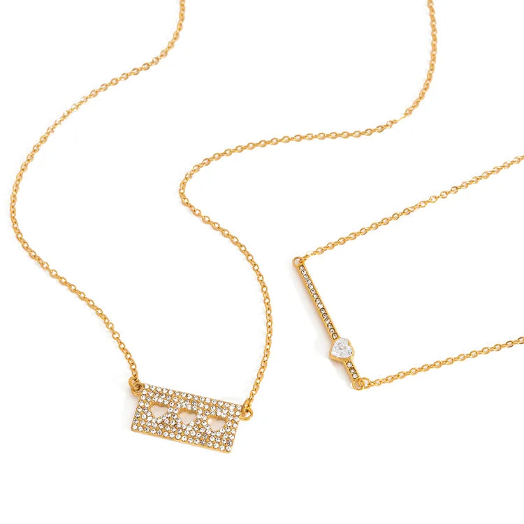 Hearty Heart Zirconia 18K Gold Plated 304 Stainless Steel Necklace