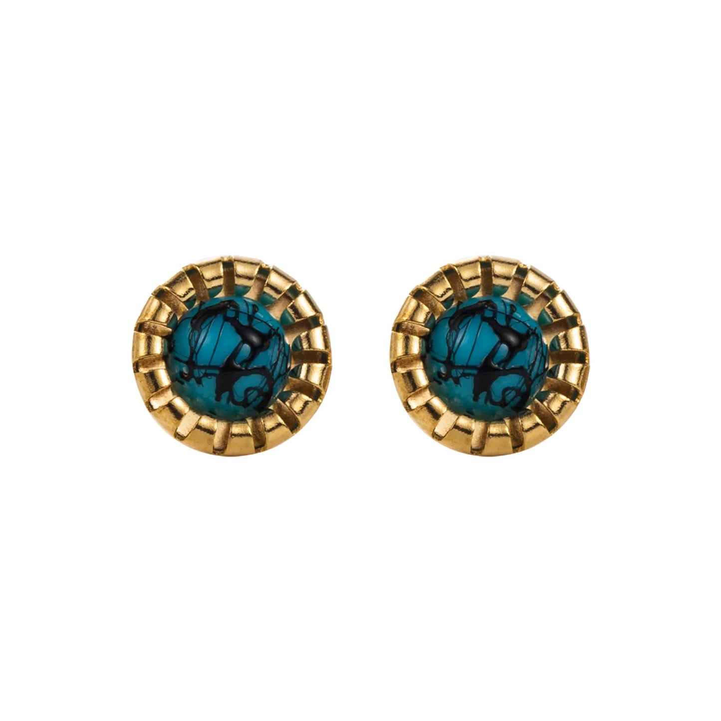Turquoise Eye Stainless Steel Ear Studs