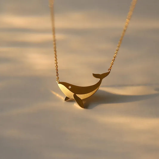 Ocean Whale Necklace Clavicle Chain Titanium Steel 18K Gold Plating