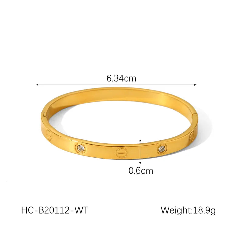 French Style Geometric 304 Stainless Steel Titanium Steel Zircon 18K Gold Plated Rings Bracelet