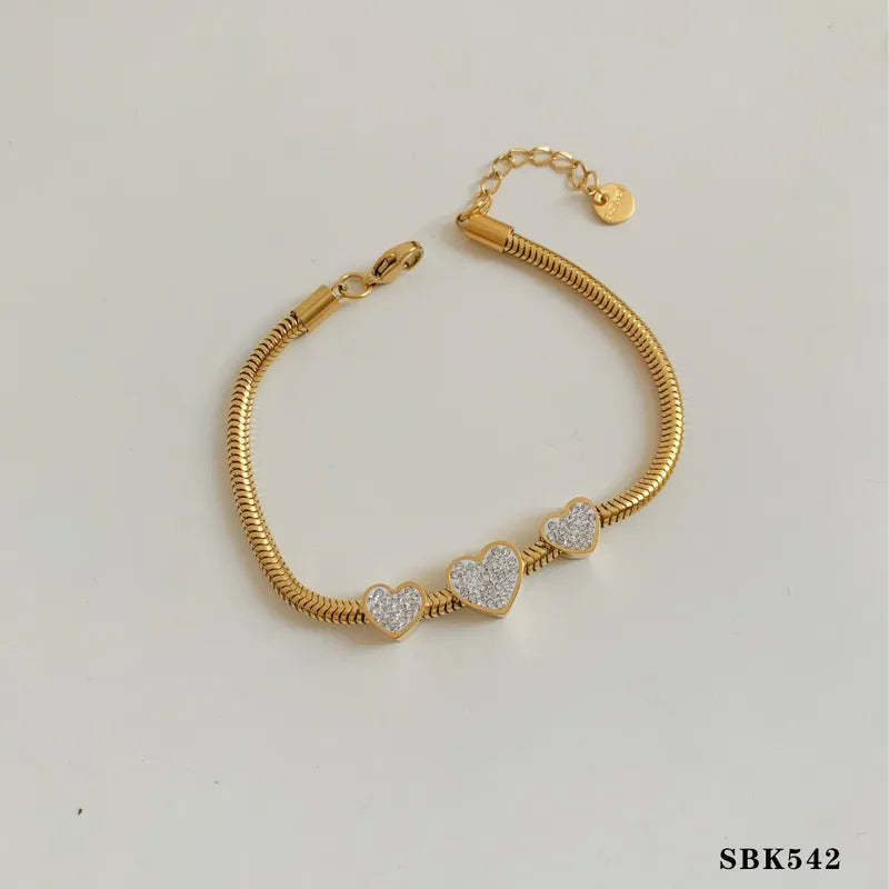 Casual Geometric Heart Shape 304 Stainless Steel 16K Gold Plated White Gold Plated Gold Plated Zircon Bracelets