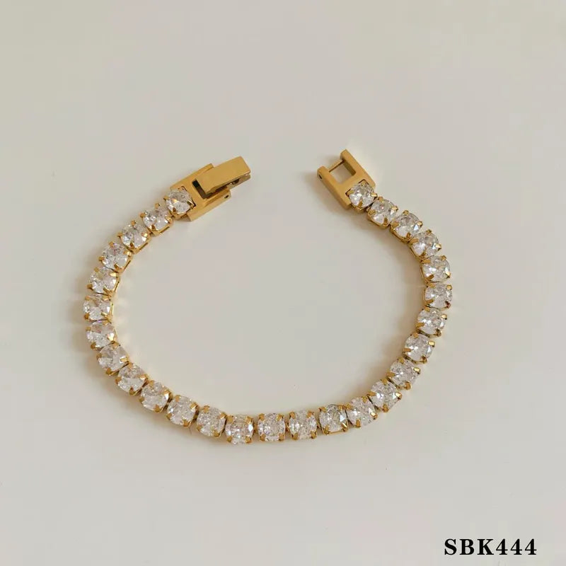 Casual Geometric Heart Shape 304 Stainless Steel 16K Gold Plated White Gold Plated Gold Plated Zircon Bracelets