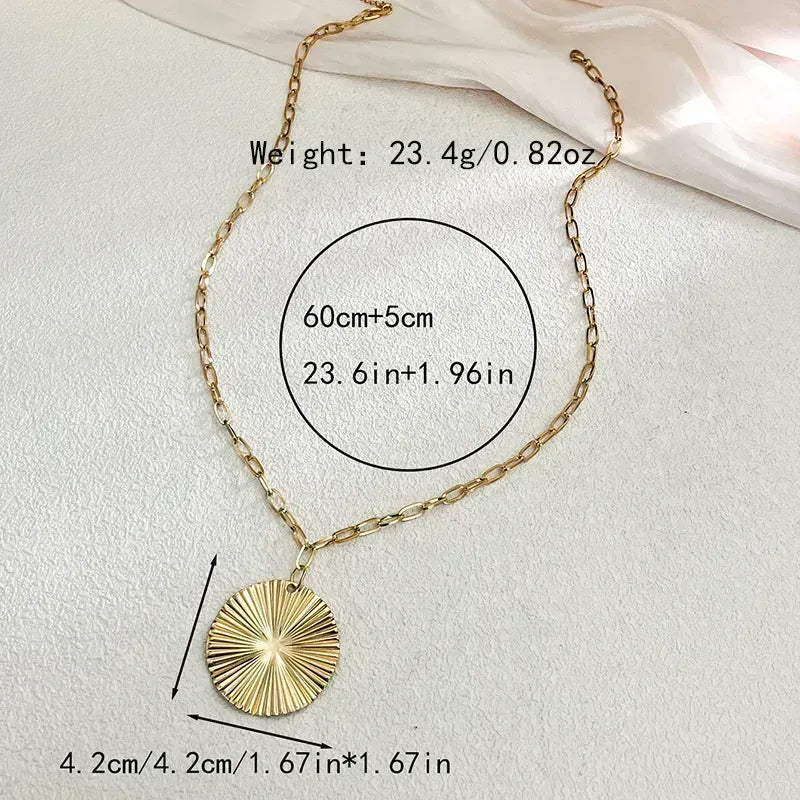 Hip-Hop Geometric Stainless Steel Plating Gold Plated Pendant Necklace