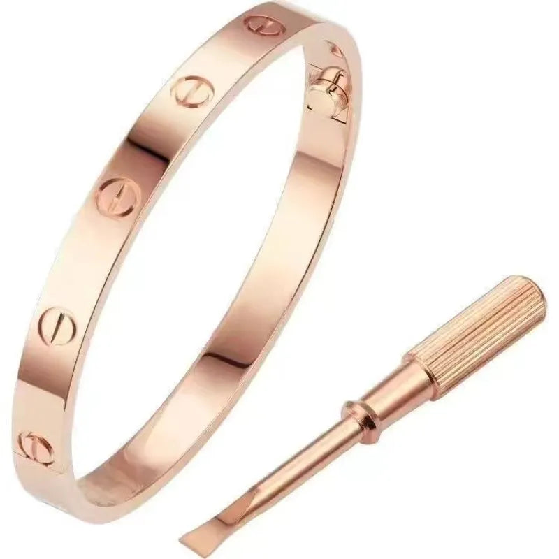 Casual Simple Style Solid Color Titanium Steel 18K Gold Plated Zircon Bangle