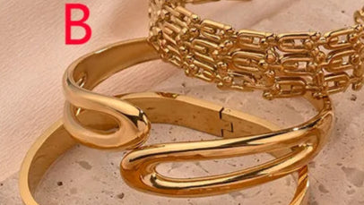 Loop Buckle Stainless Steel 18K Gold Plated Bangle.
