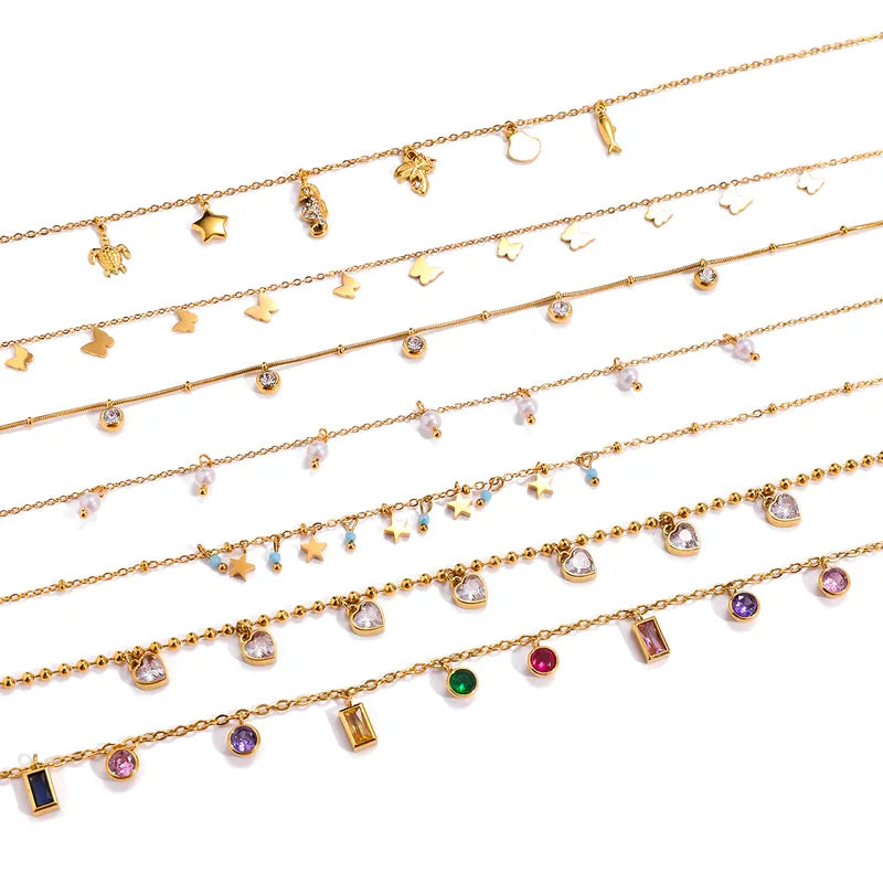 Bright Resilience Charms 18K Gold Plated 304 Stainless Steel Necklace