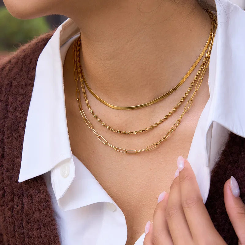 Three Layered Special 18K Gold Plated 304 Stainless Steel Necklace