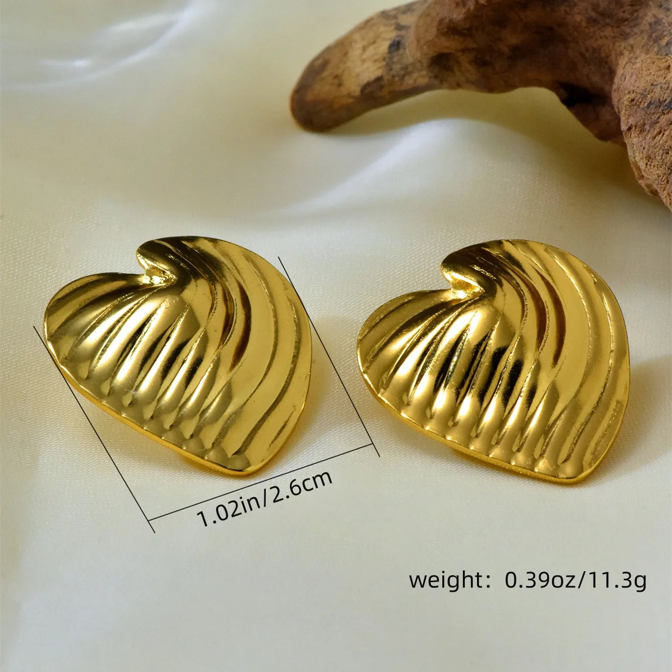 Irregular 304 Stainless Steel 18K Gold Plated Vintage Style Ear Stud