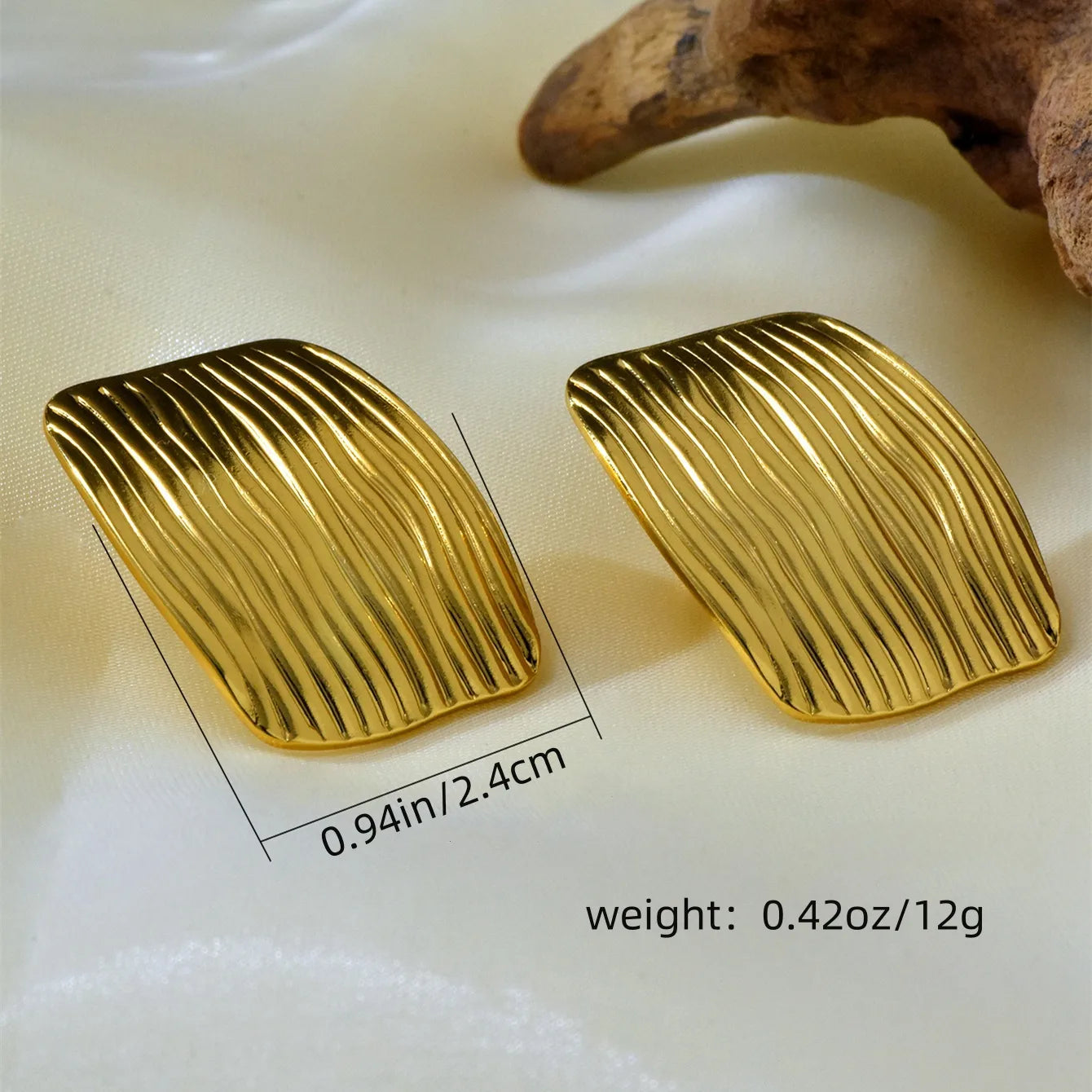 Irregular 304 Stainless Steel 18K Gold Plated Vintage Style Ear Stud