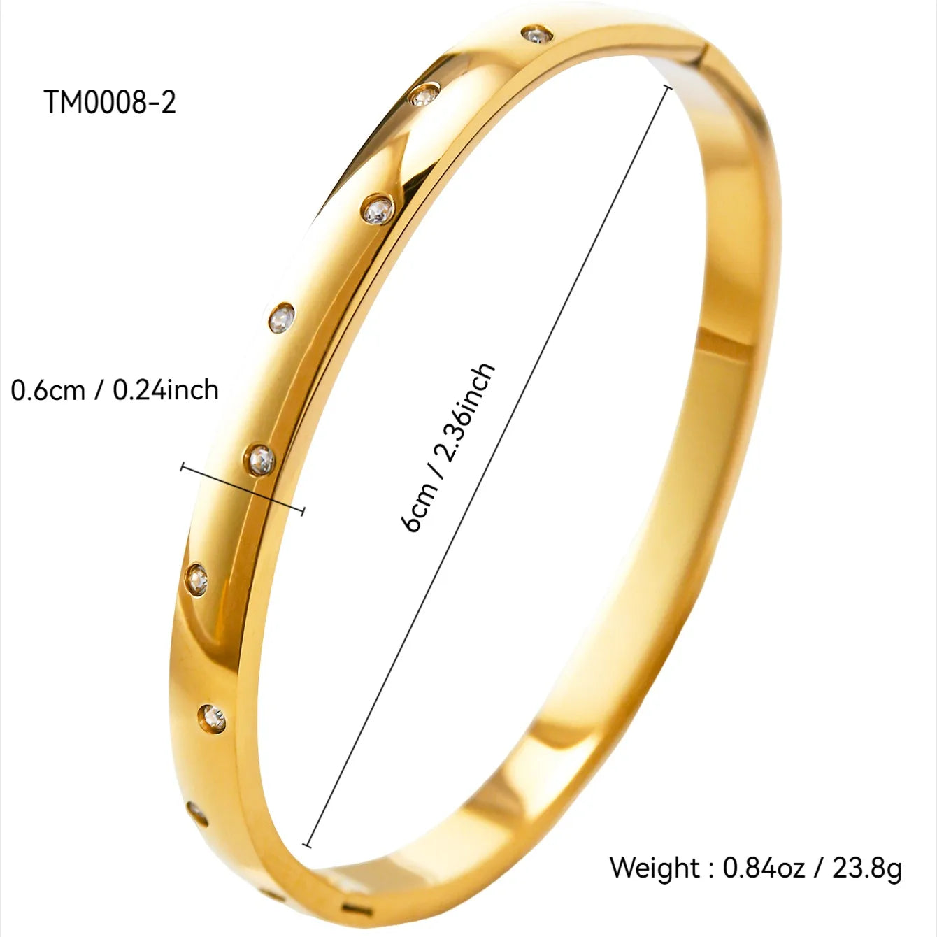 Luxurious 18K Gold Plated 304 Stainless Steel Bangle