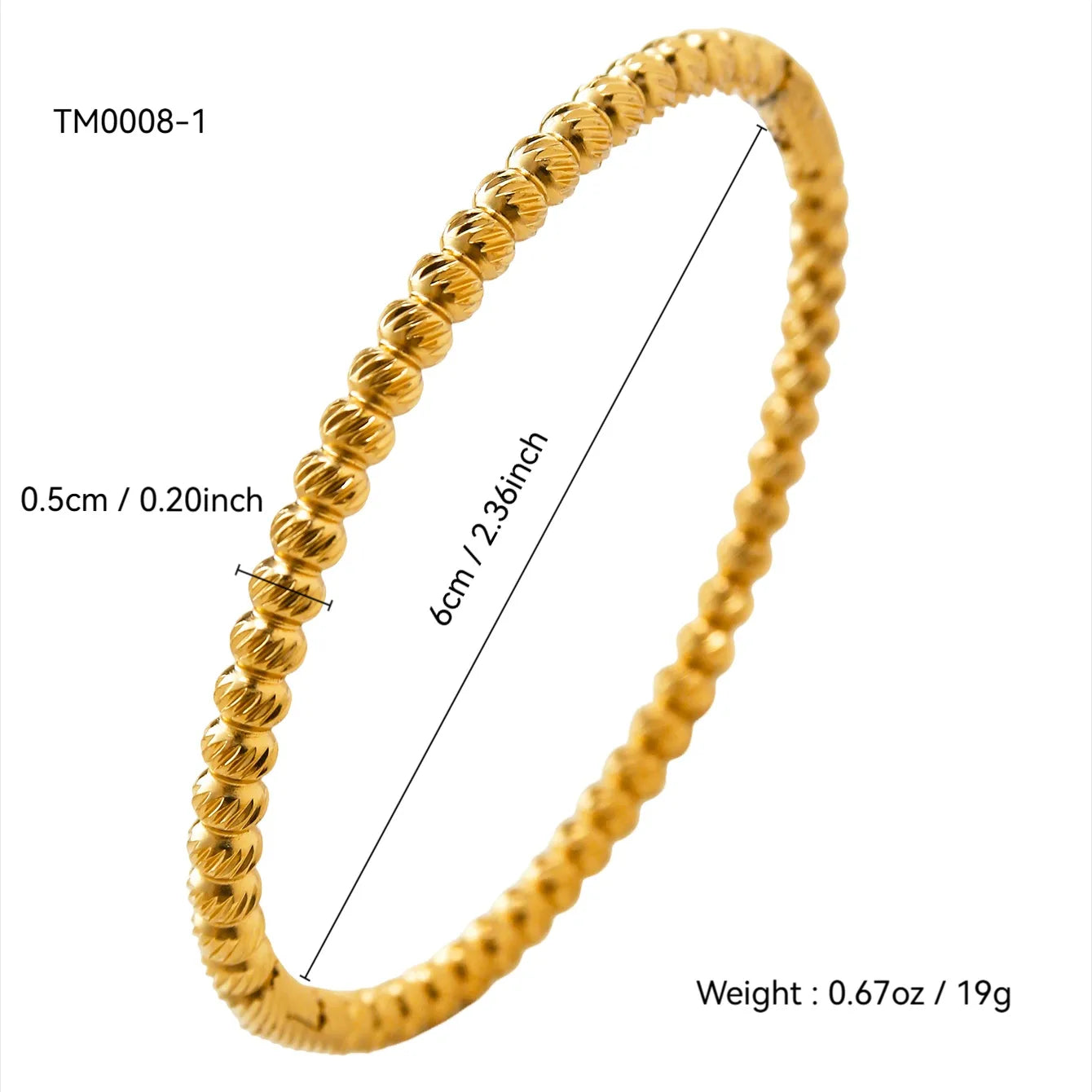 Luxurious 18K Gold Plated 304 Stainless Steel Bangle