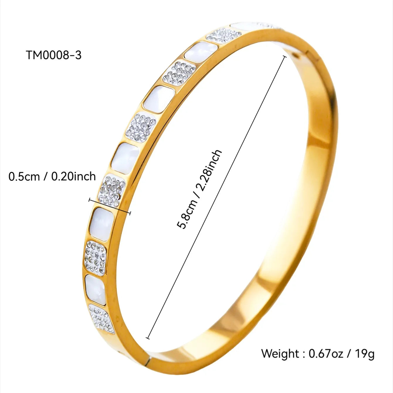 Luxurious 18K Gold Plated 304 Stainless Steel Bangle