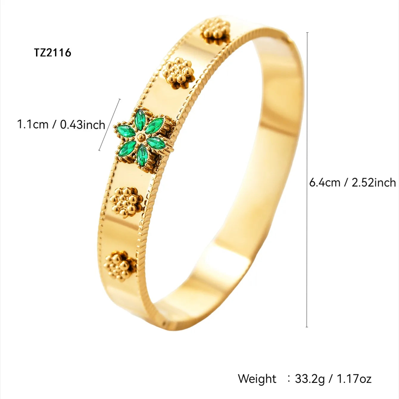 High-End Feel Flower Zircon Stainless Steel 18K Gold  Plated Bracelet