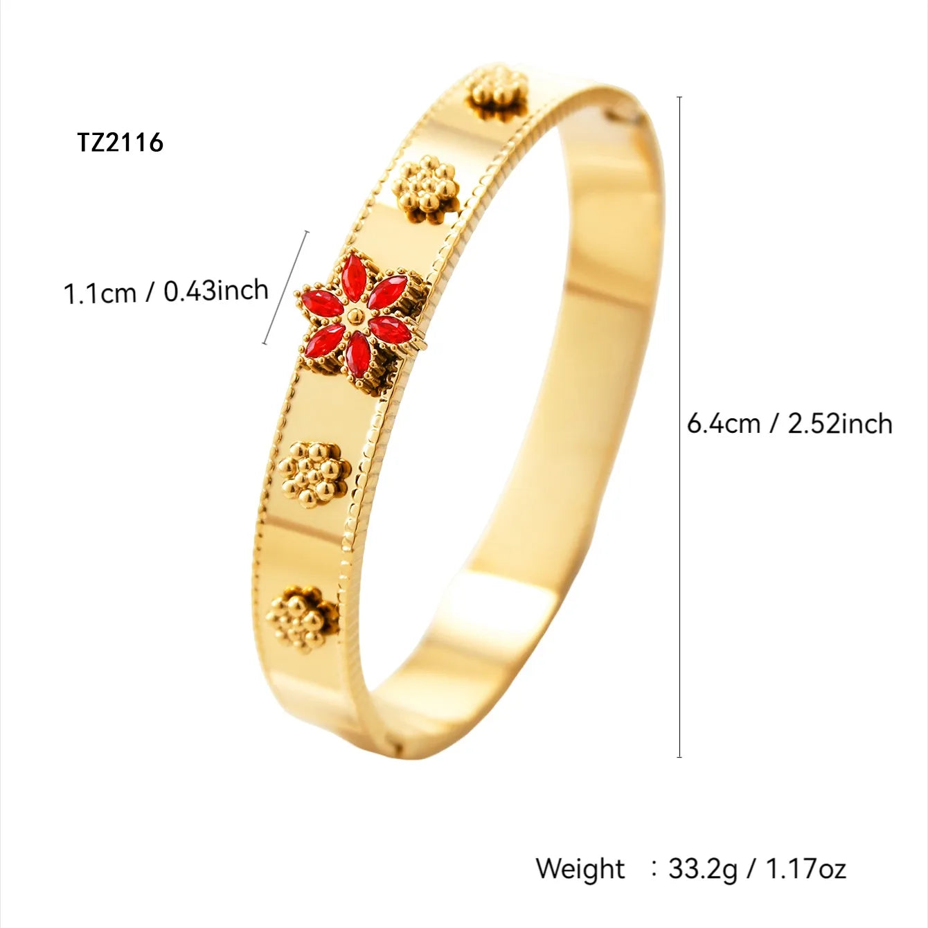 High-End Feel Flower Zircon Stainless Steel 18K Gold  Plated Bracelet