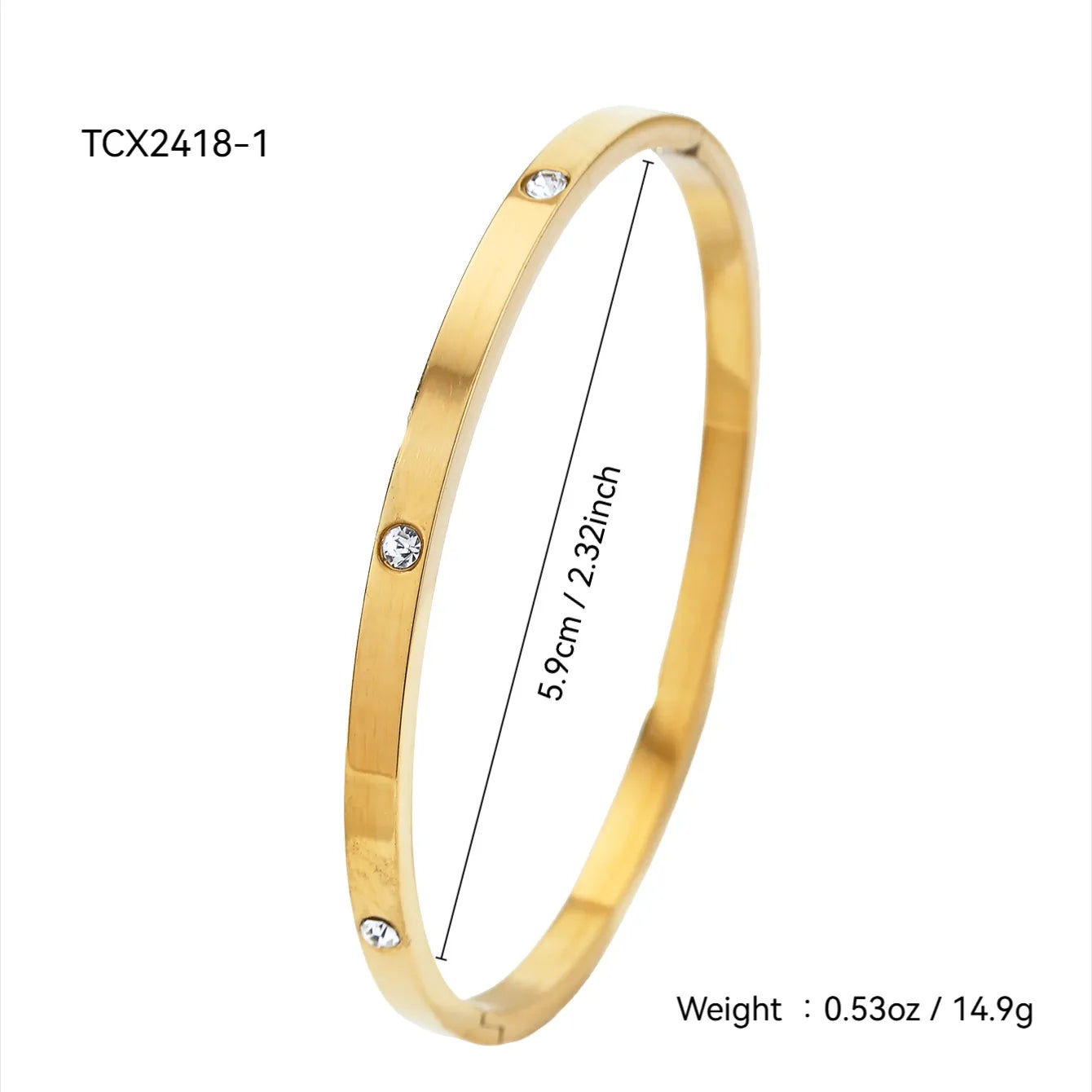 High-end Key Lock Zircon Stainless Steel 18K Gold Plated Bracelet