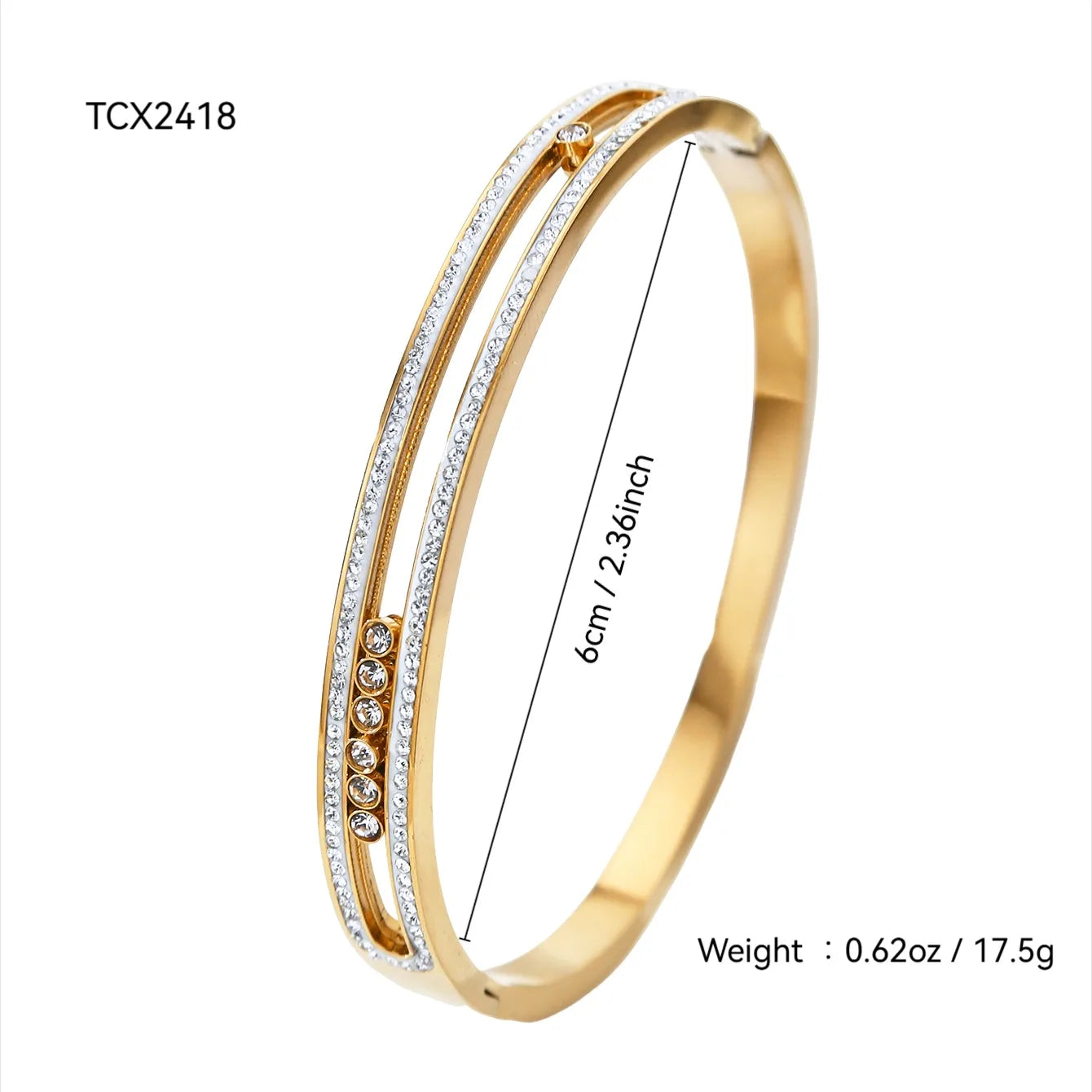 High-end Key Lock Zircon Stainless Steel 18K Gold Plated Bracelet