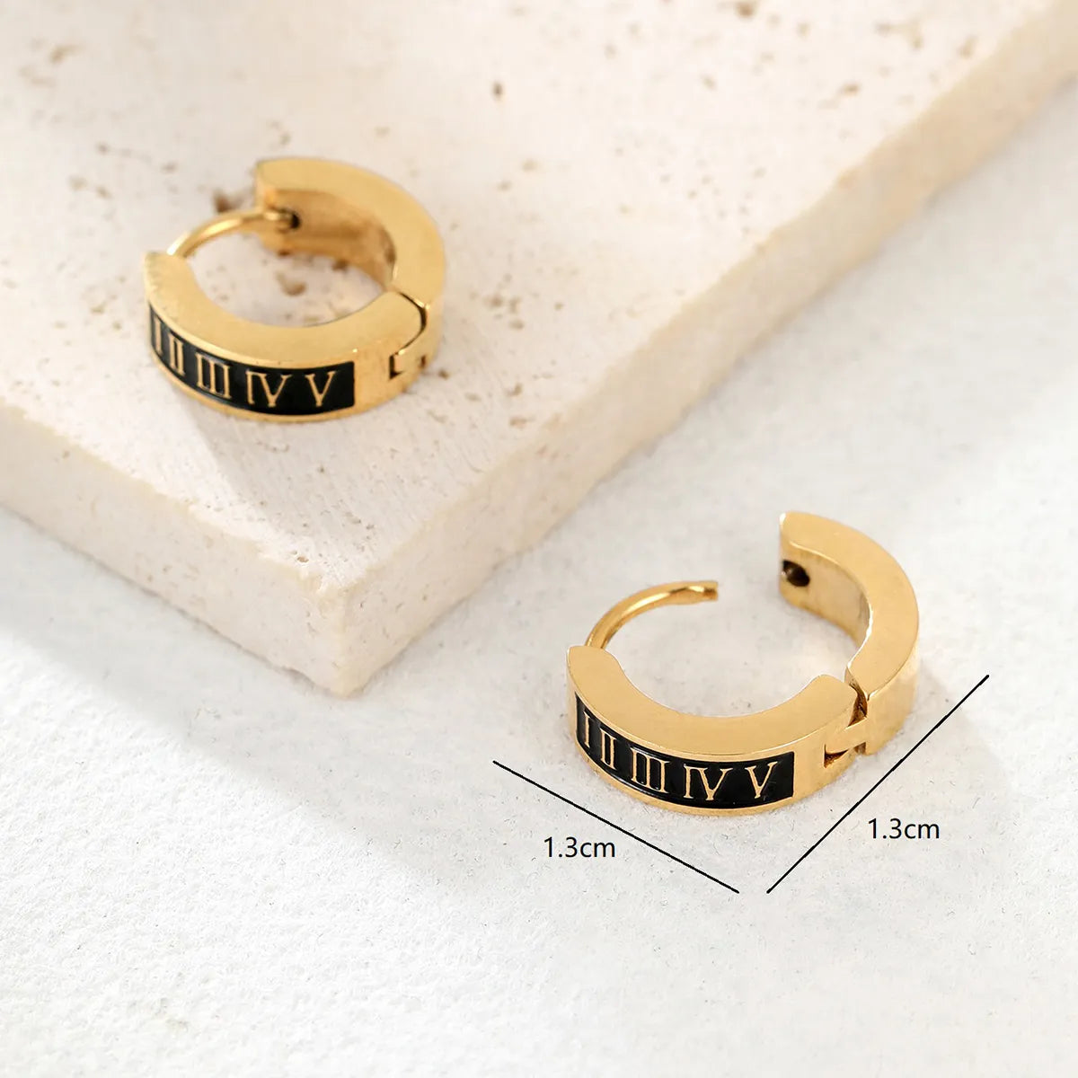 Roman Numerals Stainless Steel Plating Earring