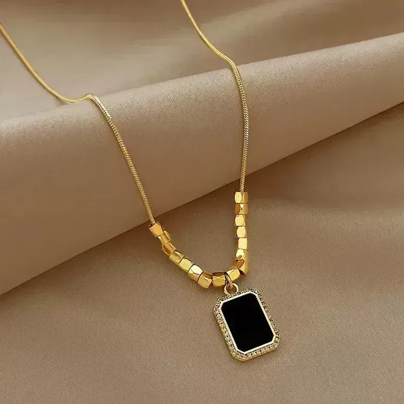 Style Square Stainless Steel Titanium Steel Plating Pendant Necklace