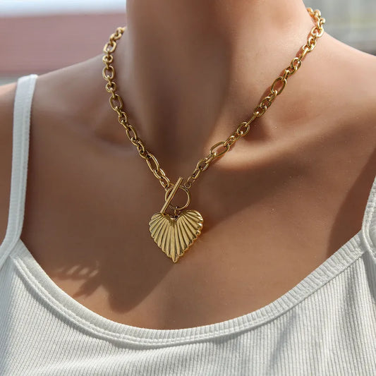 Exaggerated Heart 18K Gold Plated 304 Stainless Steel Necklace