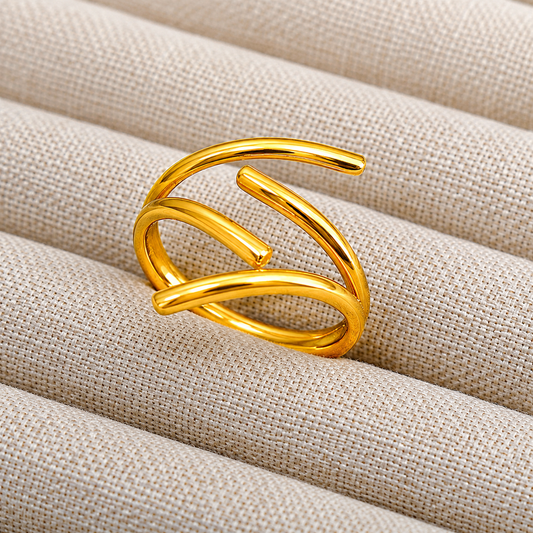 Unique Opposite 18K Gold Plated 304 Stainless Steel Ring