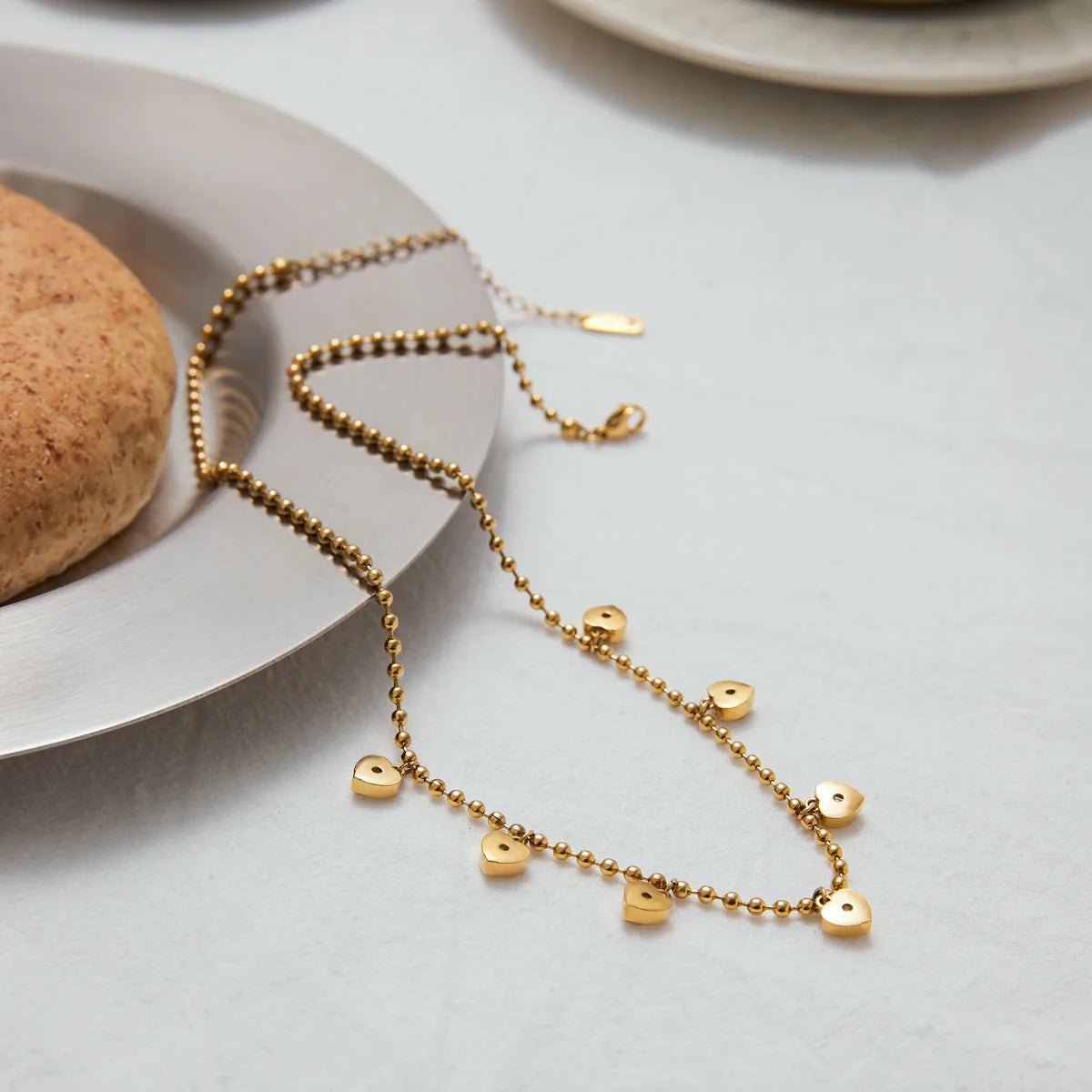 Cute Heart Shape 304 Stainless Steel 18K Gold Plated Necklace