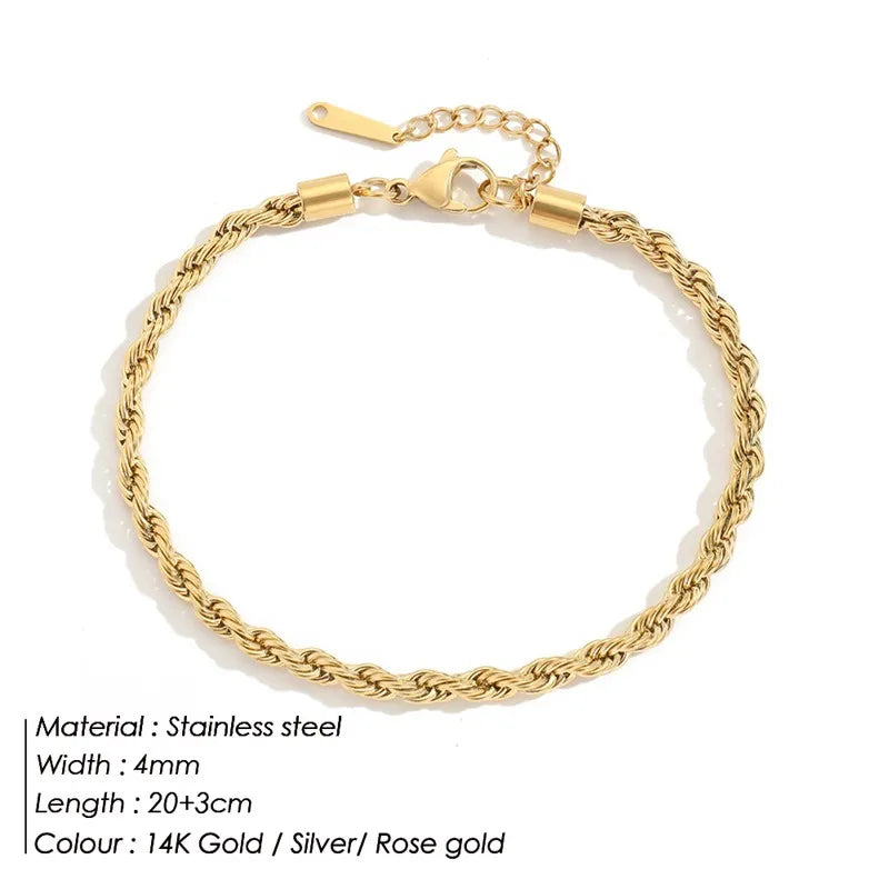 Rose Gold 14k Gold-plated Stainless Steel Twist Anklet