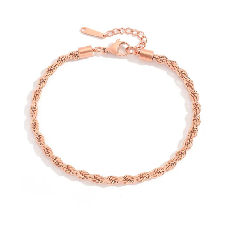 Rose Gold 14k Gold-plated Stainless Steel Twist Anklet