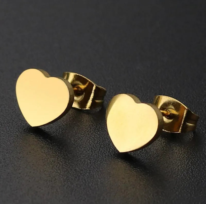 Fashion Heart 304 Stainless Steel No Inlaid 18K Gold Plated Ear Studs