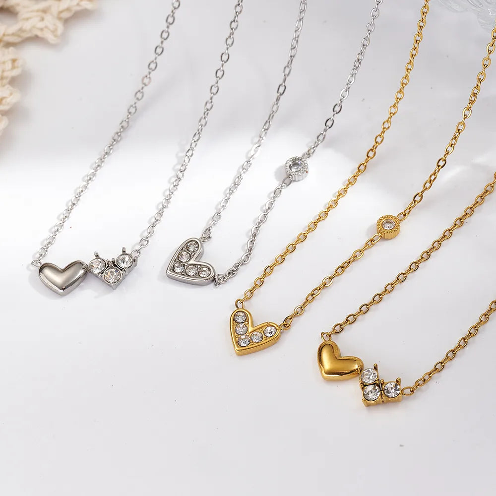 Zircon Heart 18K Gold Plated 304 Stainless Steel Necklace
