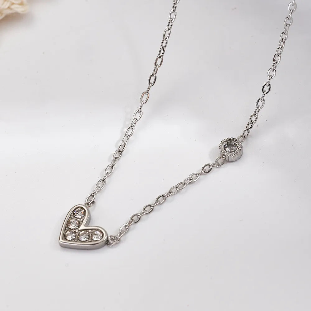 Zircon Heart 18K Gold Plated 304 Stainless Steel Necklace