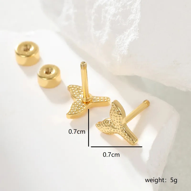 Mermaid Tail stainless steel plating ear studs 1 pair