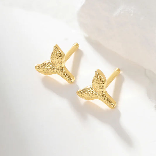 Mermaid Tail stainless steel plating ear studs 1 pair